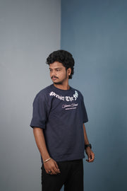 Mens Graphic Oversized T‑Shirt | Streetwear PREDICT THE FUTURE Print Tee - Navy Blue